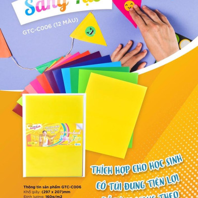 Giấy Thủ Công Colokit GTC-C006 12 Màu Khổ Lớn (12 Tờ/Xấp)