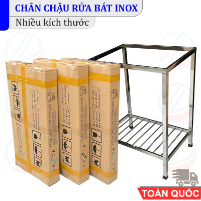 COMBO Chậu Rửa Chén Bát Inox Phủ Nano 2 Hộc KAZTA Có Kệ Chân Kèm Vòi Xoay 360 - Dài 82cm Rộng 45cm Cao 81cm, đầy đủ xi phông