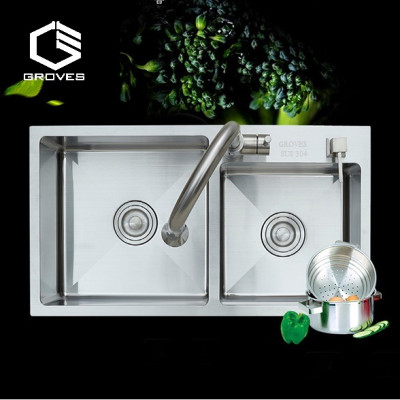 CHẬU RỬA BÁT, CHÉN INOX 2 HỐ LỆCH GRBC7843L