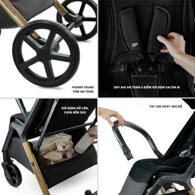 Xe đẩy gấp gọn cho bé từ sơ sinh Kinderkraft LOOM - Màu đen