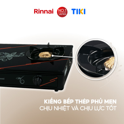 Bếp gas dương Rinnai RV-3615GL(FM) mặt bếp kính và kiềng bếp men - Hàng chính hãng.
