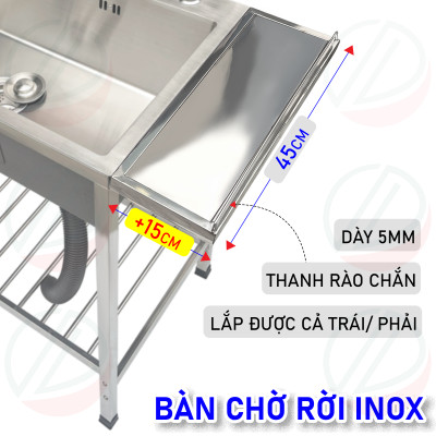 COMBO Chậu Rửa Bát Có Chân Kèm Kệ Úp Chén Đa Năng - Gồm chậu 1 hộc đơn nhiều kích thước, kệ chén 1 tầng, vòi lạnh Luxta và phụ kiện