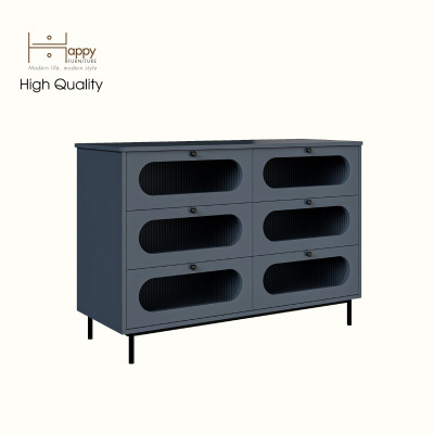 HAPPY FURNITURE , Tủ lưu trữ 6 ngăn kéo chân sắt - SISEEL , THK_173 , 120cm x 45cm x 82cm