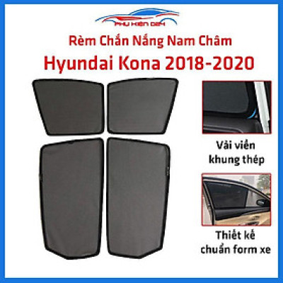 Bộ 4 rèm chắn nắng nam châm Kona 2018-2019-2020 khung cố định chống tia UV