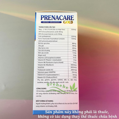 [TPBVSK] PRENACARE GOLD – Viên bổ bầu cho PNCT&CCB (H/30 viên) - hộp xanh