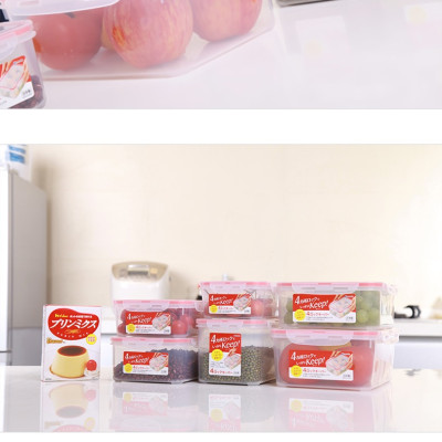 Combo 4 hộp nhựa chữ nhật bảo quản thực phẩm Inomata (Full size) - Có khóa nắp 4 chiều