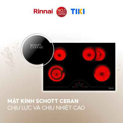 Bếp hồng ngoại Rinnai RB-7104E-CB mặt kính Schott 6000W - Hàng chính hãng.