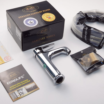 Vòi Lavabo nóng lạnh Đồng mạ Chrome Eurolife EL-7002 (Trắng bạc)