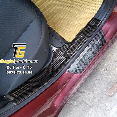 Bộ Ốp bậc cửa, Nẹp bước chân dành cho Honda City 2015-2021 vân Carbon