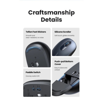 Chuột không dây 2.4G UGREEN MU105 | 4 mức điều chỉnh DPI | Độ yên tĩnh cao | Bảo Hành 18 Tháng - Hàng Chính Hãng