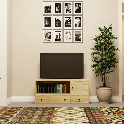 HAPPY FURNITURE , ZACY - Kệ TV 2 ngăn kéo, KTV_063 , 100cm x 40cm x 46cm DxRxC, Sản phẩm phổ thông