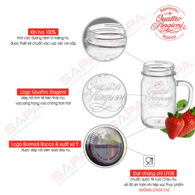 Hũ thủy tinh nắp vặn Quattro Amfora 300ml - Bormioli Rocco - Italy