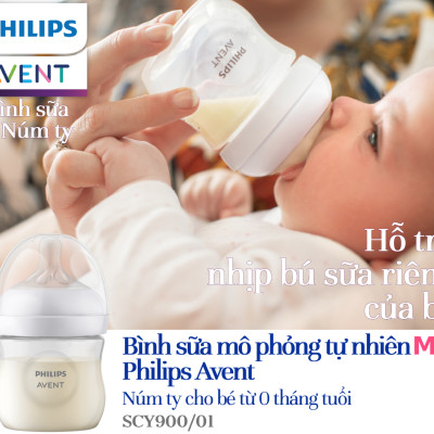 Philips Avent Bình sữa mô phỏng tự nhiên mới_dung tích 125ml cho bé từ 0 tháng SCY900.01 SCY900.02