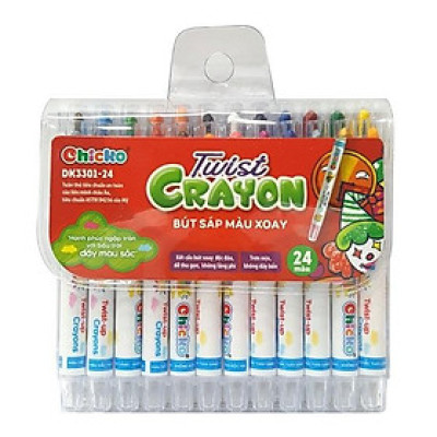 Bút Sáp Màu Xoay - 24 Màu DK 3301-24 (Túi Nhựa PVC)