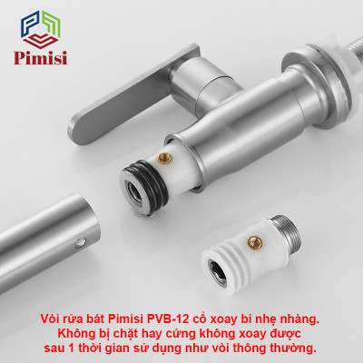 Vòi Chậu Rửa Bát Inox Mờ Pimisi PVB-12+DC Nước Lạnh Gắn Bồn Rửa Chén 1-2 Hố Của Phòng Bếp 1 Đường Nước Đơn | Chính Hãng