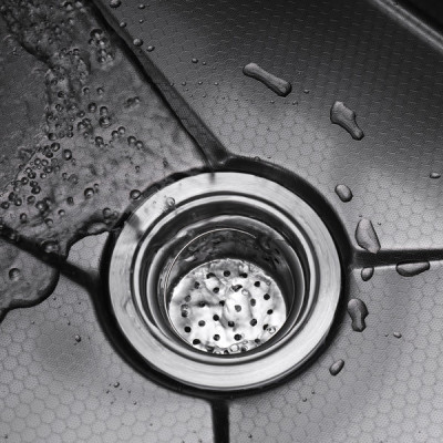 Bồn chậu rửa chén bát 1 hố lớn 78x46cm sus304 nano đen Valenza dày 3,5li kèm chậu phụ inox, bộ xả to ngăn mùi-Hàng chính hãng