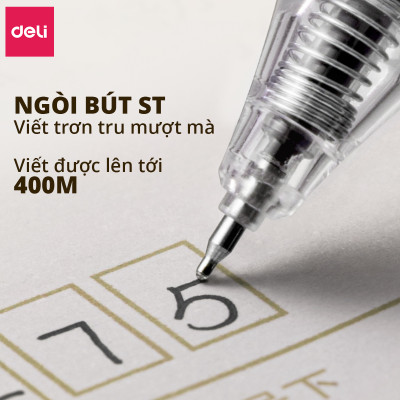 Bút Bi Nước Mực Gel Bấm Deli 0.5mm Đệm Tay Siêu Êm Ái Xinh Xắn Nhanh Khô Viết Đều Trơn Tru Nhiều Mực Có Ngòi Thay Thế