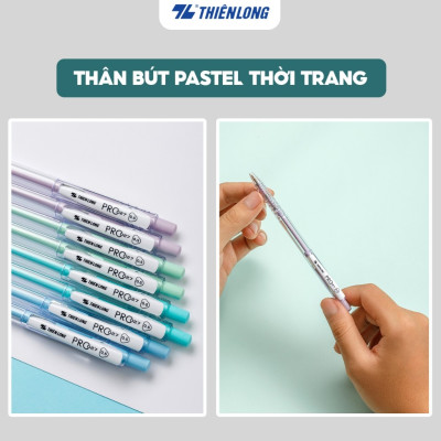 Combo 5/10/20 Bút bi Thiên Long PRO 027 ngòi cao cấp 0.5mm, thân bút màu pastel thời trang tự động thu ngòi TL-105