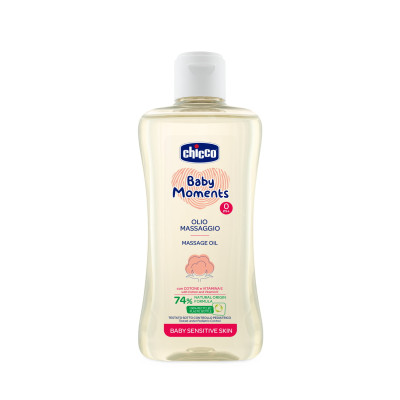 Dầu mát-xa chiết xuất hạt bông cho bé 0M+ Chicco 200ml - Tặng sữa tắm gội chiết xuất yến mạch Chicco 0M+ 50ml