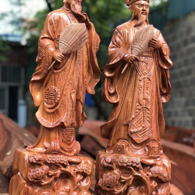 Tượng khổng minh ( Gia cát lượng ) Bằng gỗ hương đá kt cao 60×15×16cm 