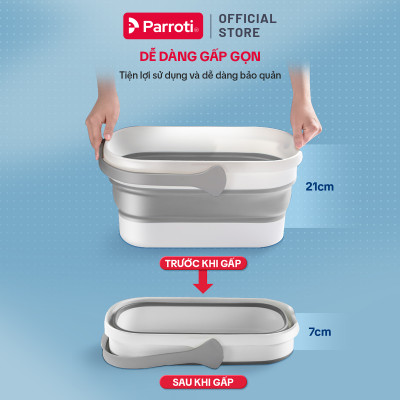 Xô nước gấp gọn đa năng 15 lít vệ sinh nhà cửa, xô giặt cây lau nhà tự vắt, chùi kính, xô để ô tô Parroti Extra XT02