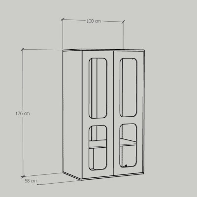 [Happy Home Furniture] MEYDAN, Tủ quần áo cửa mở , 100cm x 58cm x 176cm ( DxRxC), TCM_050