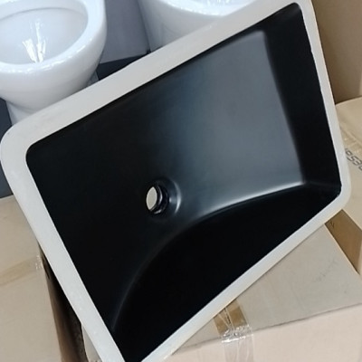 Chậu Lavabo, chậu rửa mặt âm bàn men đen tuyền GRL  groves 1803D, KT: 52x37 cm, đẹp sang trọng huyền bí