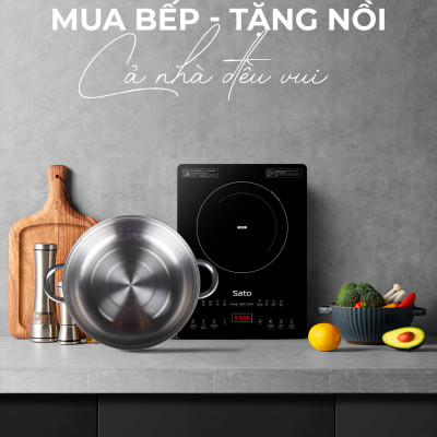 Bếp từ đơn Sato BT081 - Mặt kính cường lực cao cấp chống xước, chịu nhiệt lên tới 750 °C độ bền cao và an toàn tuyệt đối - Miễn phí vận chuyển toàn quốc - Hàng chính hãng