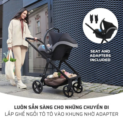 Bộ xe đẩy 3in1 Kinderkradt Newly cho bé từ 0 tháng tuổi đến 22kg - Hàng Chính hãng