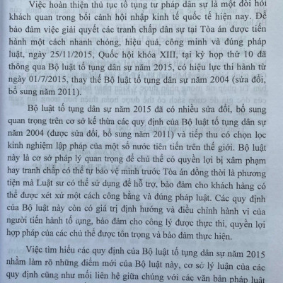 Bình Luận Khoa Học Bộ Luật Tố Tụng Dân Sự năm 2015