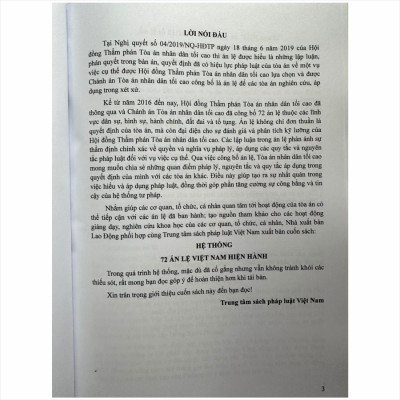 Sách Hệ Thống 72 Án Lệ Việt Nam Hiện Hành - V2462T
