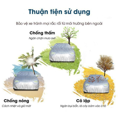 Bạt phủ xe ô tô 5 chỗ Hyundai Kona, Bạt trùm xe SUV cao cấp chất liệu vải PEVA chống nắng mưa không thấm nước