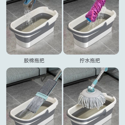 Chậu Gấp Gọn Tiện Lợi Giặt Cây Lau Nhà Chùi Kính Xô Đựng Nước Gấp Gọn Đa Năng Có Bánh Xe Dung Tích 12L