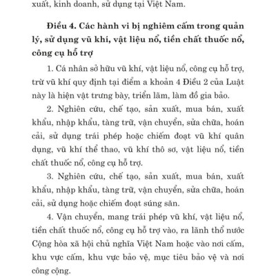 Luật quản lý, sử dụng v.ũ k.h.í vật liệu n.ổ và công cụ hỗ trợ năm 2024 - bản in 2024