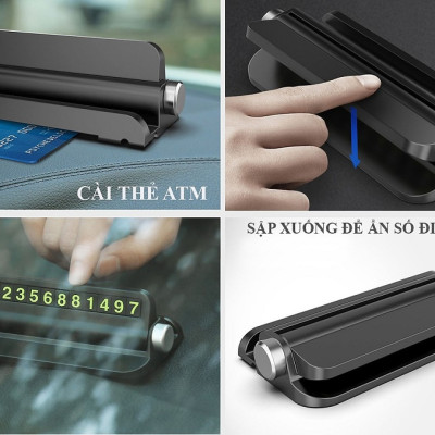 Thẻ số điện thoại đặt táp lô ô tô kiêm giá để điện thoại - Tặng 1 túi than hoạt tính khử mùi trên xe