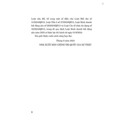 Sách - Luật Kinh Doanh Bất Động Sản Năm 2023 (Sửa Đổi, Bổ Sung Năm 2024) - NXB Chính Trị Quốc Gia