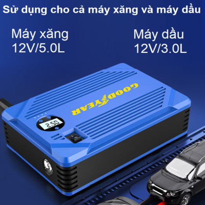 Bộ kích, kiêm bơm lốp và sạc dự phòng dung lượng 10.400mAh dùng cho ô tô - Thương hiệu Mỹ cao cấp Goodyear GY-5282 [BẢO HÀNH CHÍNH HÃNG 12 THÁNG] 