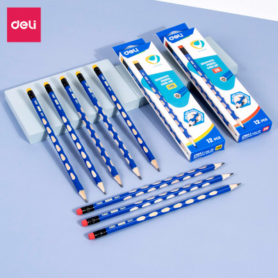 Bút chì lục giác có tẩy Deli - Bút chì gỗ - Phù hợp cho học sinh viên văn phòng ghi chú tập viết vẽ phác thảo - Loại 2B/HB - 12 chiếc/hộp - EC016