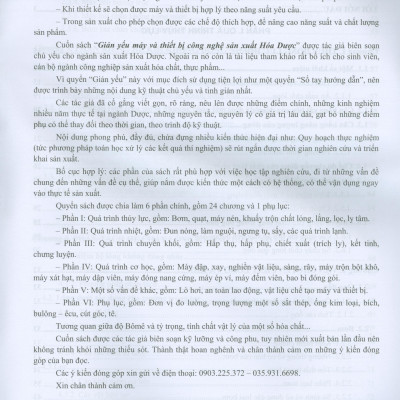 Giản yếu máy và thiết bị công nghệ sản xuất hóa dược