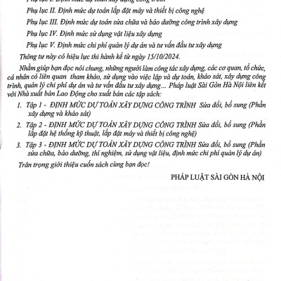 Sách - Định Mức Dự Toán Công Trình (Sửa Đổi, Bổ Sung) - Tập 3 - Sửa Chữa, Bảo Dưỡng, Thí Nghiệm, Sử Dụng Vật Liệu, Định Mức Chi Phí Quản Lý Dự Án