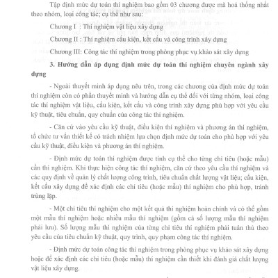 Định Mức Dự Toán Thí Nghiệm Chuyên Ngành Xây Dựng