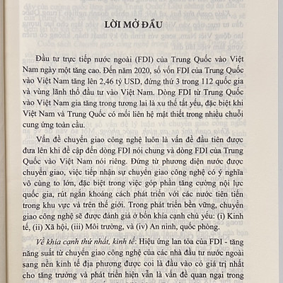 Sách - Chuyển Giao Công Nghệ Trong Đầu Tư Của Trung Quốc Vào Việt Nam