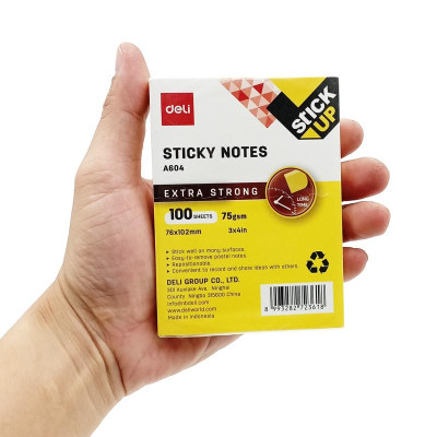 Giấy Note 76 x 102 mm 75gsm - Deli EA604 - Màu Vàng (100 Tờ)