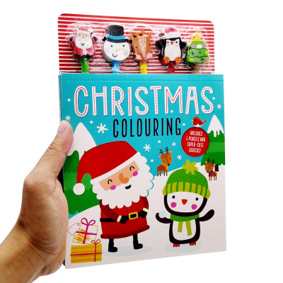 Eraser Pencil Toppers: Christmas Colouring