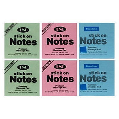 Lốc 6 Xấp Giấy Note Beautone (76.2 x 76.2 mm) - Màu Ngẫu Nhiên