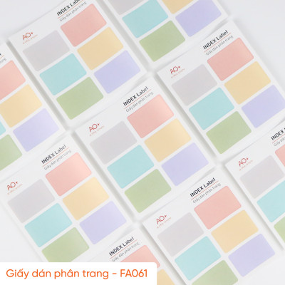 Giấy Dán Phân Trang AO+, Giấy Note Ghi Chú 6 Màu (10 Cái/ Bộ)
