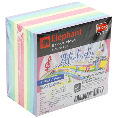 Giấy Ghi Chú Elephant 3 x 3 inch Melody (500 Tờ)