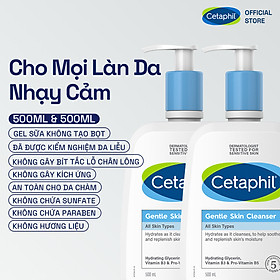 Combo 2 Sữa rửa mặt dịu nhẹ cho da nhạy cảm Cetaphil Gentle Skin Cleanser 500ml