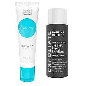 Combo Sản phẩm ngừa mụn, giảm thâm nám Obagi Retinol 0.5 (28g) + Paula