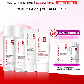 Combo 4 dưỡng da cơ bản và chống nắng Sắc Ngọc Khang [Nước tẩy trang 145ml + Sữa rửa mặt 100g + Nước hoa hồng 145ml + Kem chống nắng 50g]